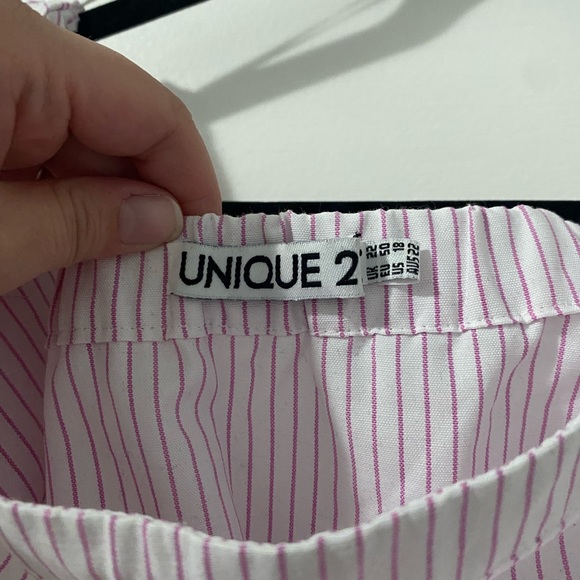 Strapless pink and white striped shirt with bell sleeves! - Picture 2 of 5